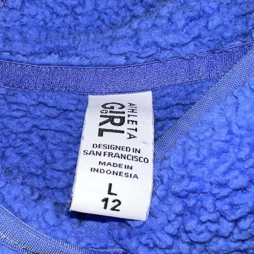 Athleta Girl's So Snug Sherpa Hoodie Periewinkle Size L (12) - Picture 3 of 5